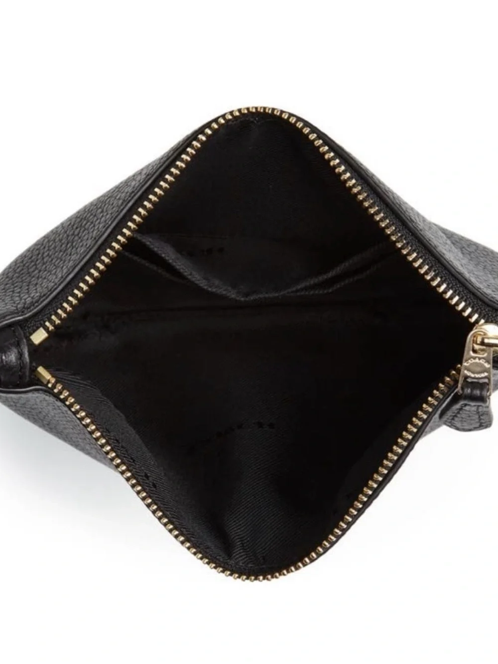 Coach Black Leather Wristlet with Gold Logo